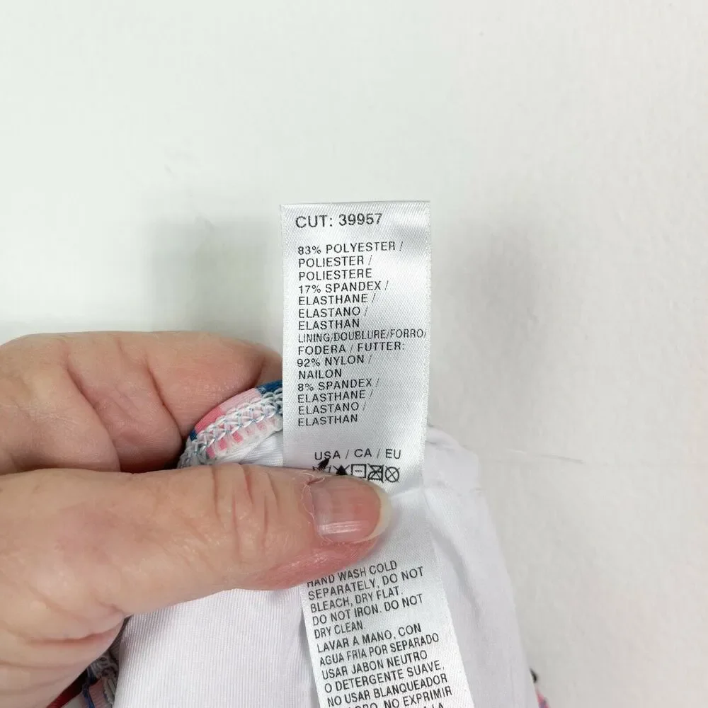 Splendid NWT Blue Pink Striped Holding Pattern Bandeau One-Piece Swimsuit Size M - Picture 7 of 9